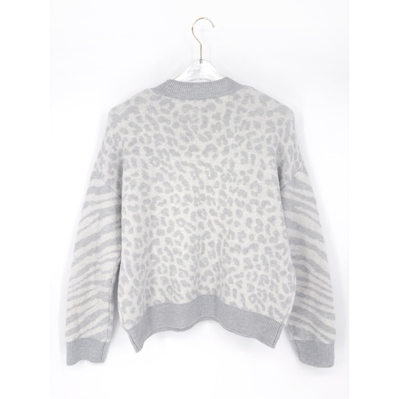 RAILS Lana Mixed Animal Print Ivory Gray Sweater S - Picture 6 of 10